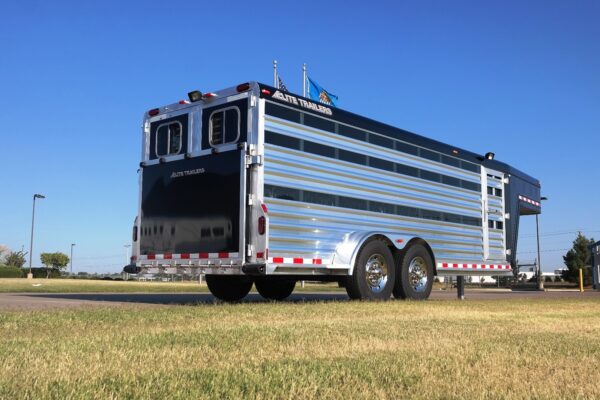 Low Pro Gooseneck - Double Rear Doors (50/50) with Added Full Width Spring Loaded Rear Ramp and Halogen Load Light